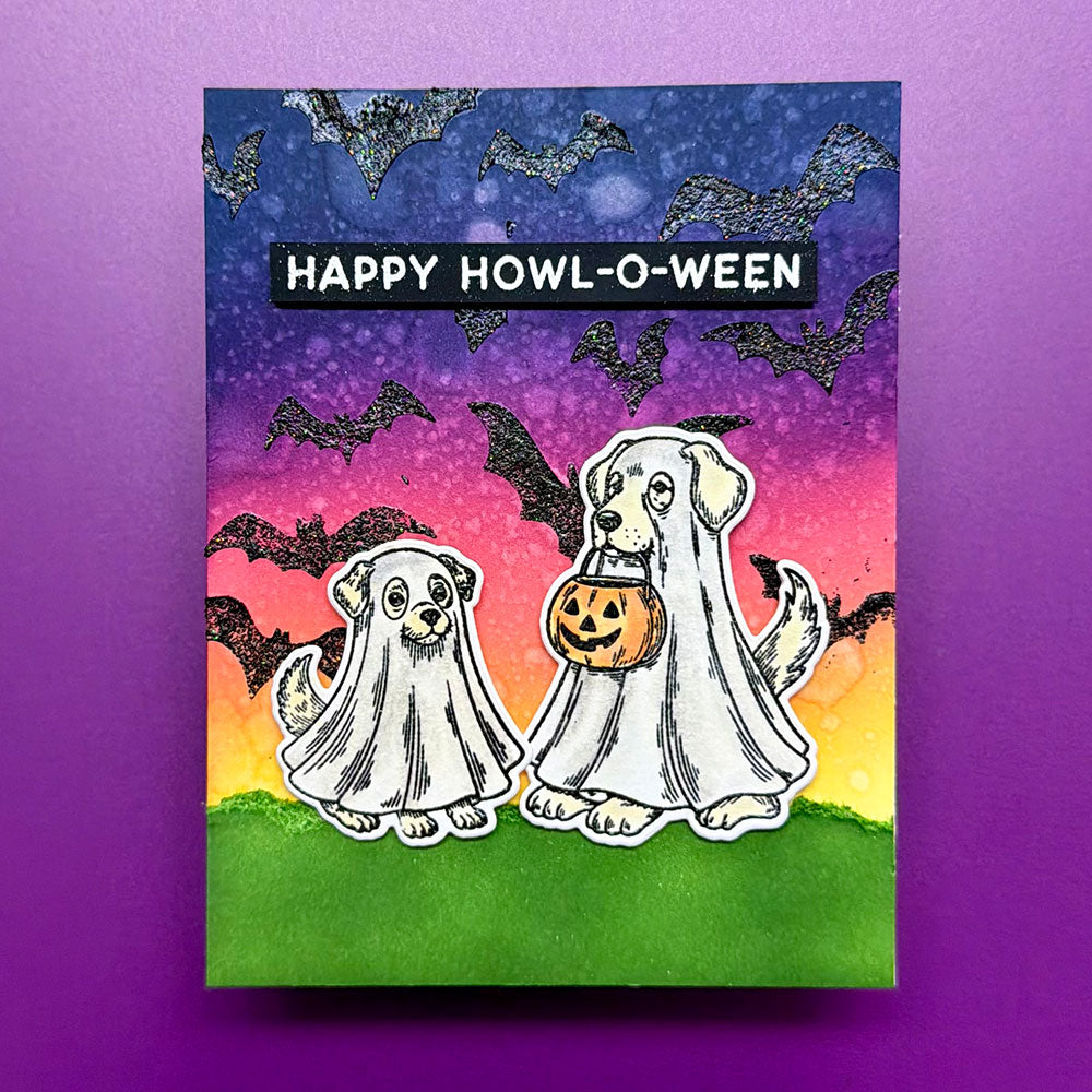 Ranger Simon Hurley Bat Brigade 6 x 6 Stencil hus94234 Happy Halloween Dog Card