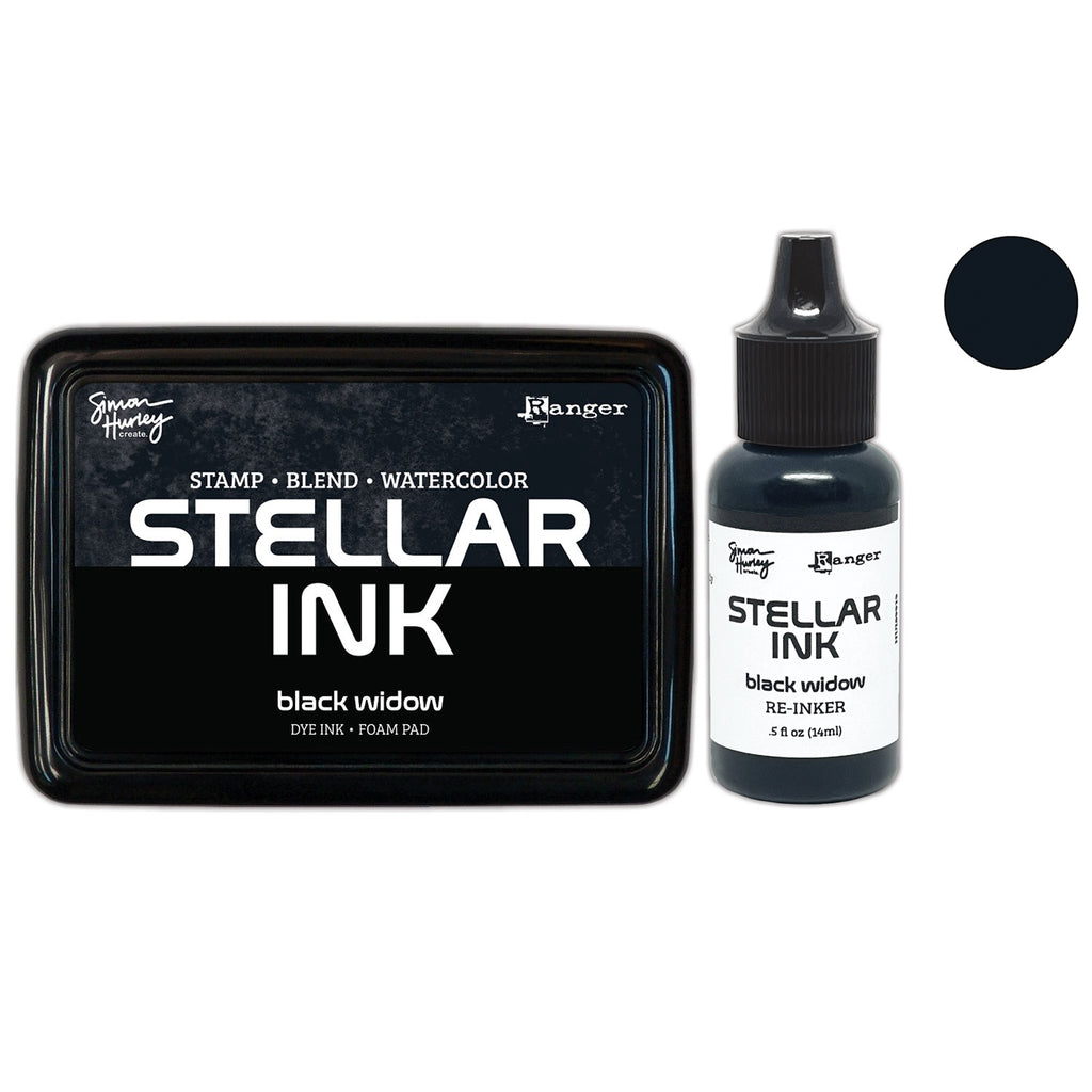 Ranger Simon Hurley Black Widow Stellar Ink Pad And Reinker Bundle