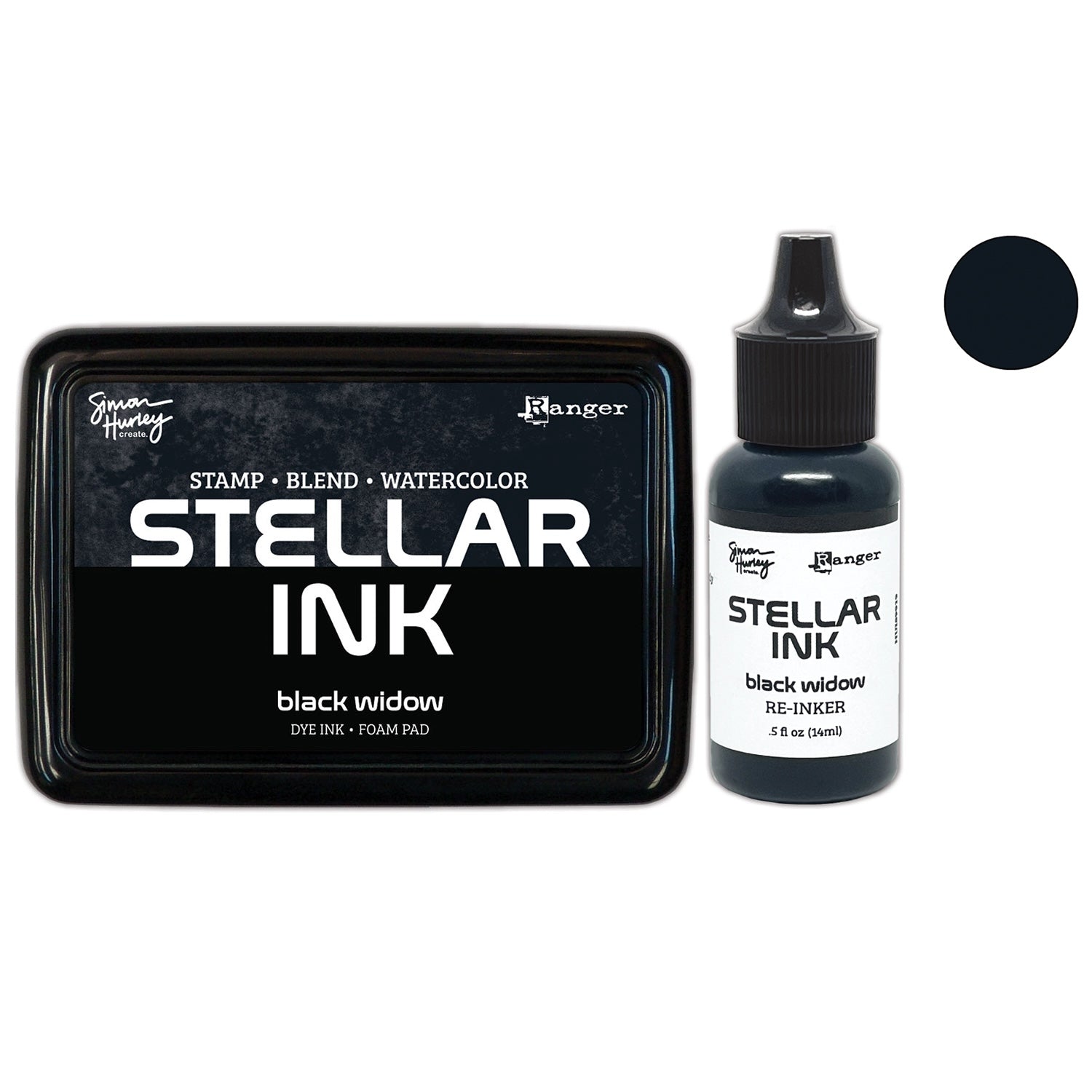 Ranger Simon Hurley Black Widow Stellar Ink Pad And Reinker Bundle