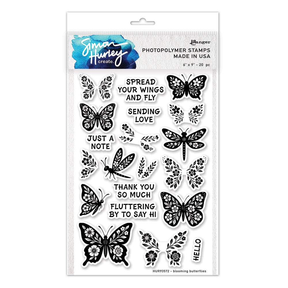 Ranger Simon Hurley Blooming Butterflies Clear Stamps And Dies Bundle HUR93572 Clear Stamp Set Alone