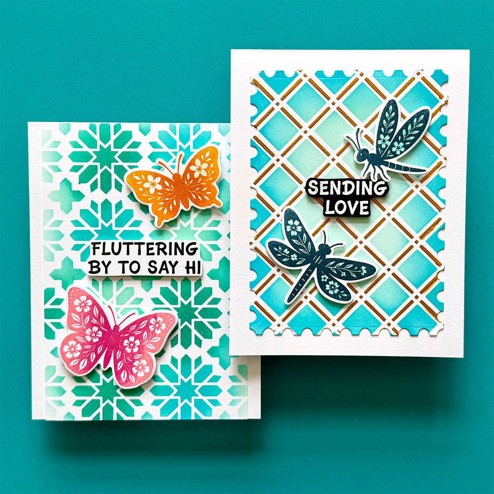 Ranger Simon Hurley Blooming Butterflies Clear Stamps hur93572 Insect Cards