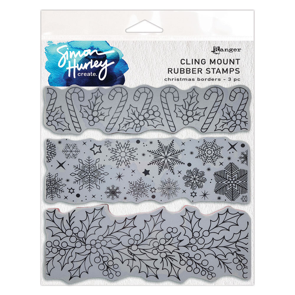 Ranger Simon Hurley Christmas Borders Cling Stamps hur92759