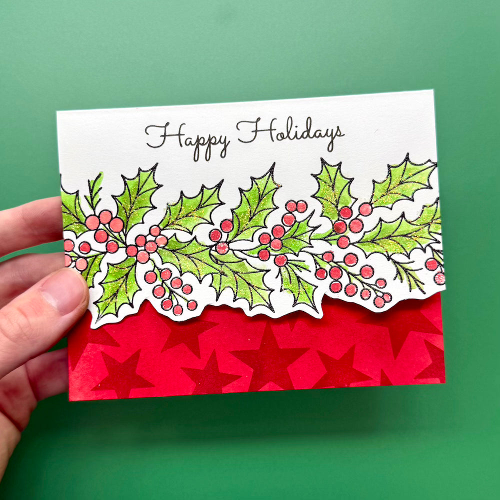 Ranger Simon Hurley Christmas Borders Cling Stamps hur92759 Happy Holidays Card