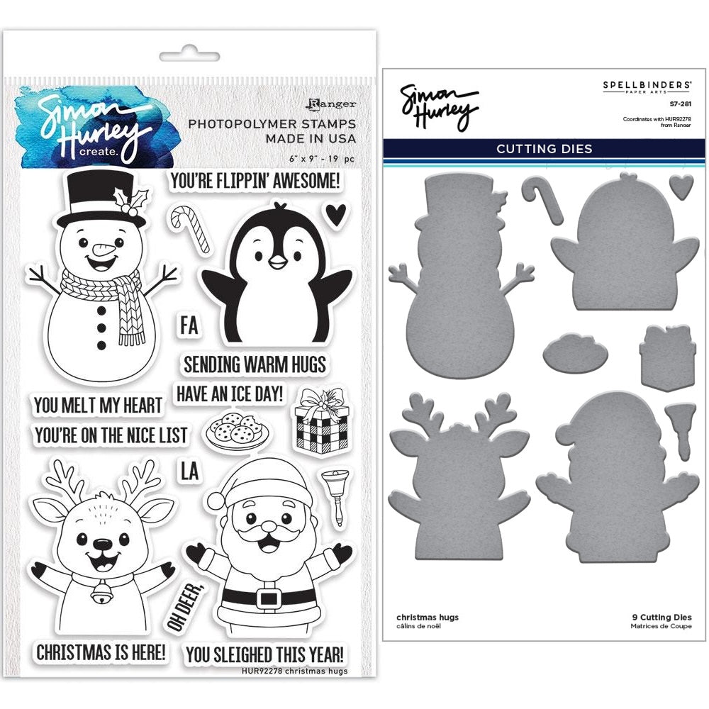 Ranger Simon Hurley Christmas Hugs Clear Stamps And Dies Bundle
