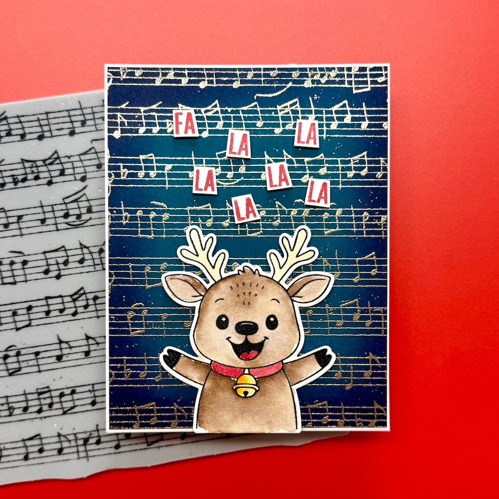Ranger Simon Hurley Christmas Hugs Clear Stamps And Dies Bundle Fa La La Reindeer Card