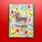 Ranger Simon Hurley Christmas Pets Clear Stamps And Dies Bundle Happy Howlidays Dachshund Card