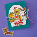 Ranger Simon Hurley Christmas Pets Clear Stamps And Dies Bundle Season's Treatings Holiday Dog Card