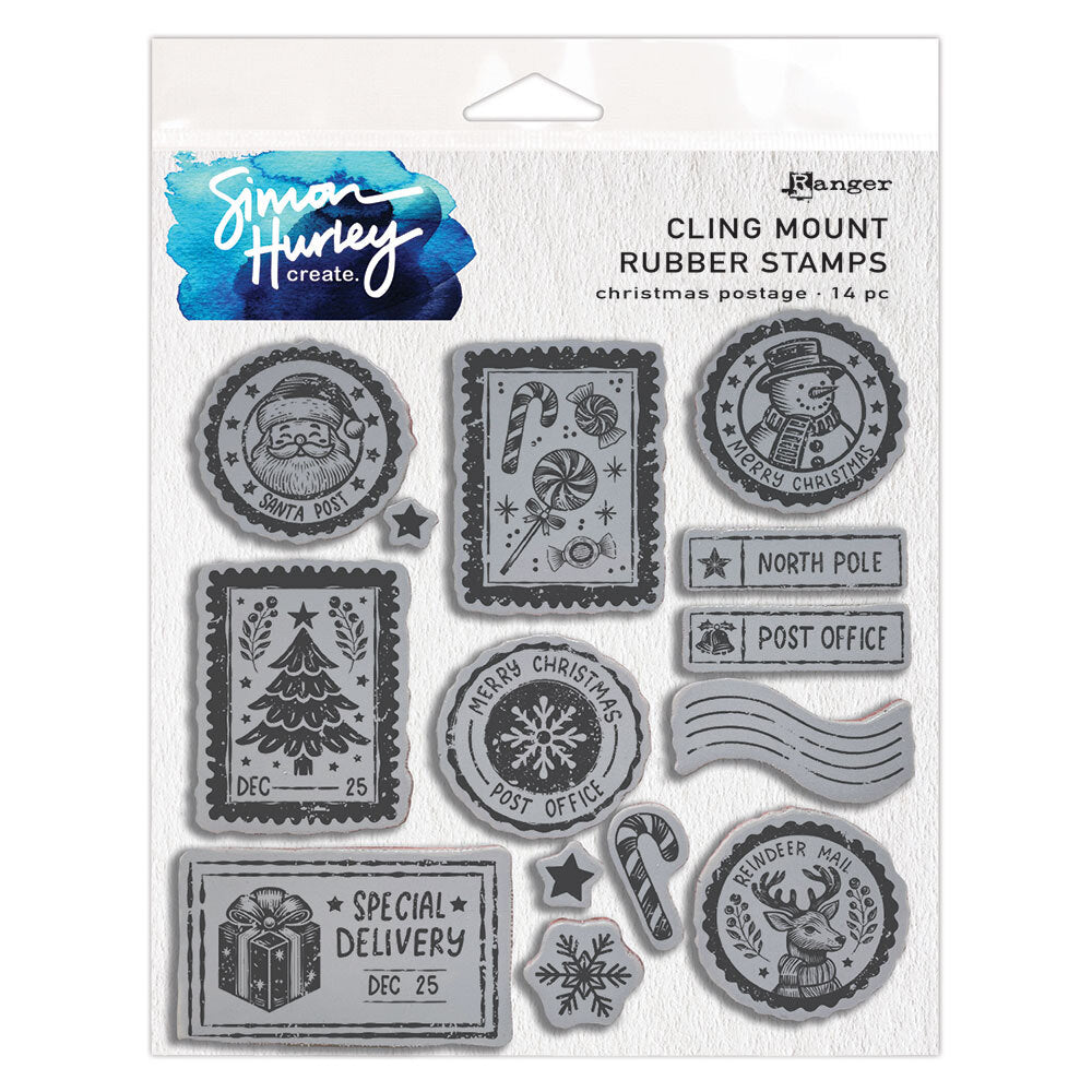 Ranger Simon Hurley Christmas Postage Cling Stamps hur92094