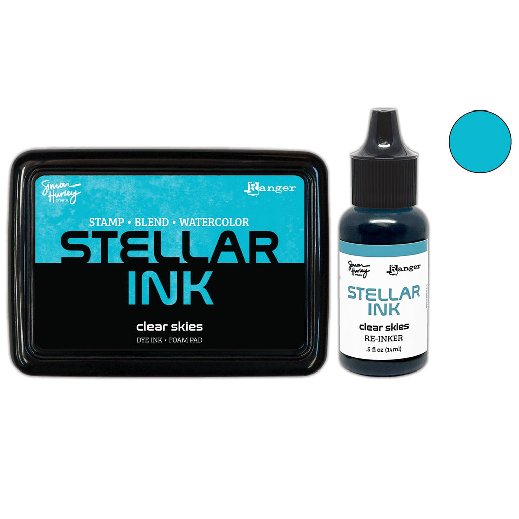 Ranger Simon Hurley Clear Skies Stellar Ink Pad And Reinker Bundle
