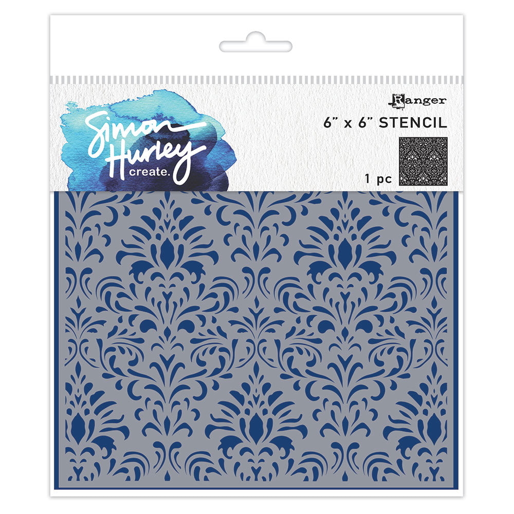 Ranger Simon Hurley Damask 6 x 6 Stencil hus94364