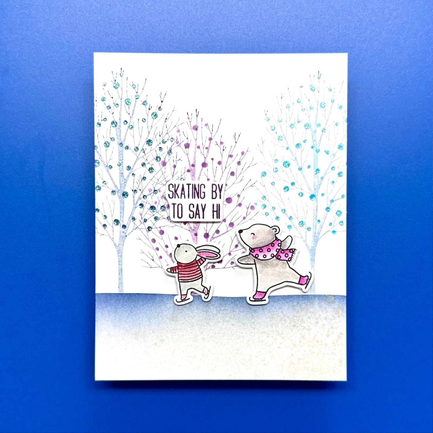 Ranger Simon Hurley Ethereal Trees Clear Stamps And Stencils Set huz92261 Skating By To Say Hi Card