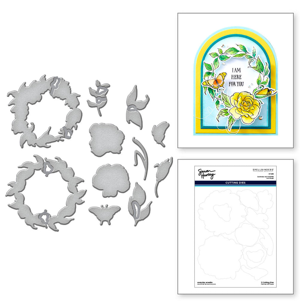 Ranger Simon Hurley Everyday Wreaths Clear Stamps And Dies Bundle Wafer Thin Combo