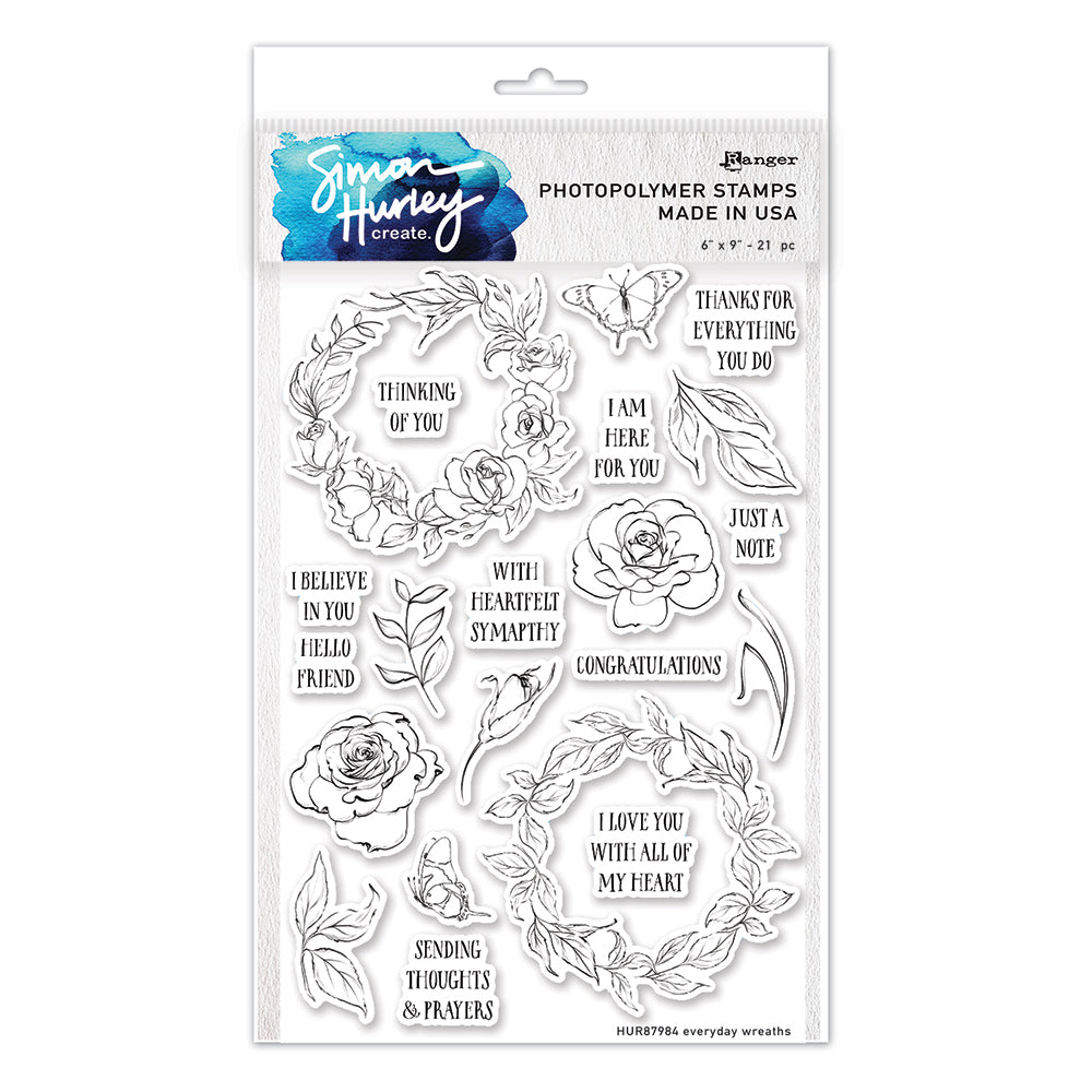 Ranger Simon Hurley Everyday Wreaths Clear Stamps hur87984