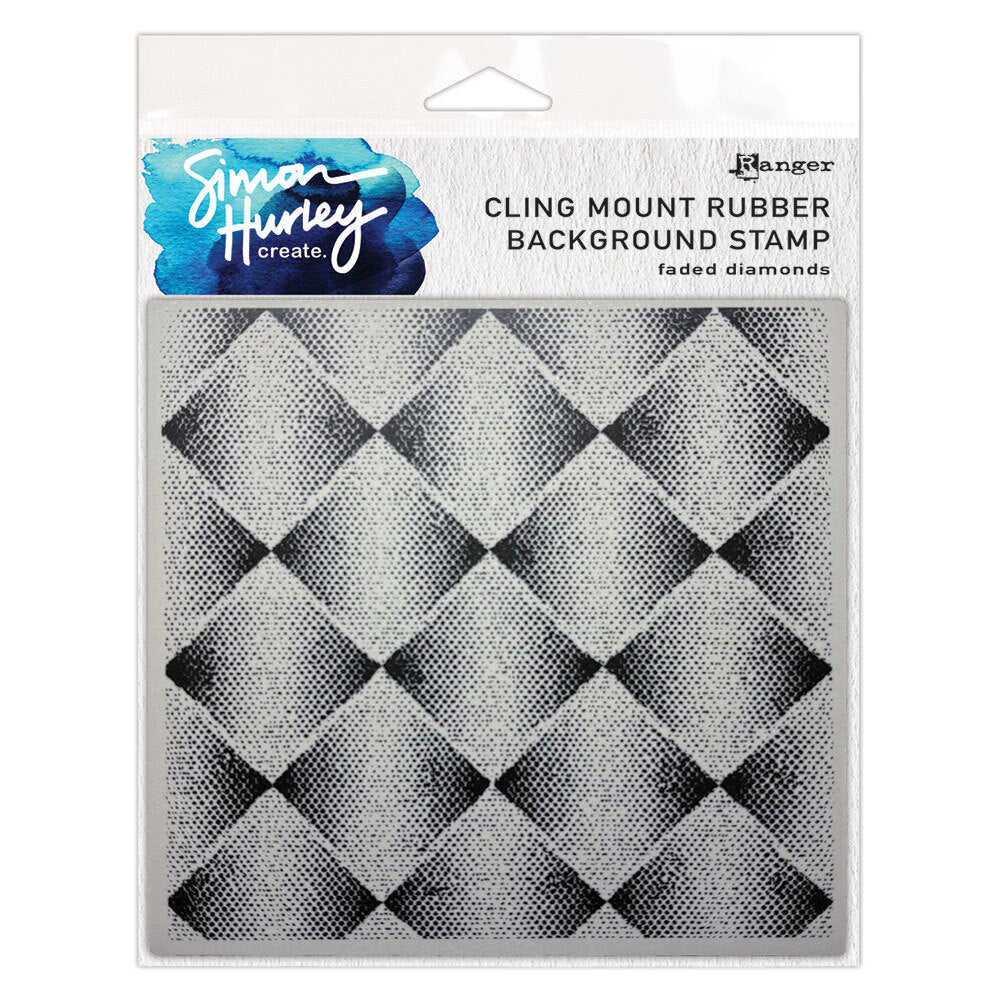 Ranger Simon Hurley Faded Diamonds Background Cling Stamp hur93558