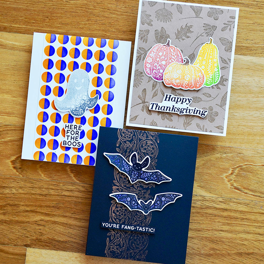 Ranger Simon Hurley Fall Sampler Clear Stamps hur84815 trio of cards