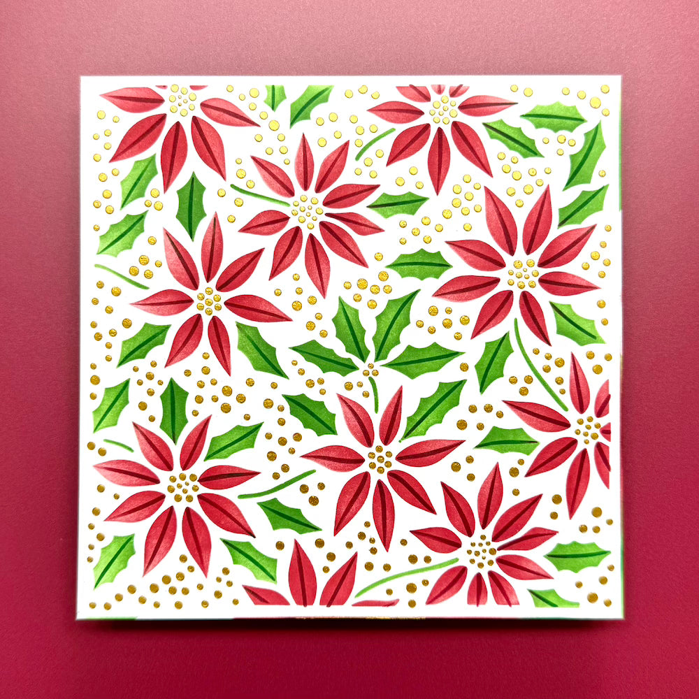 Ranger Simon Hurley Festive Poinsettias 6 x 6 Stencils hus91998 Background