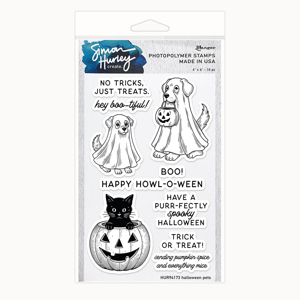 Ranger Simon Hurley Halloween Pets Clear Stamps And Dies Bundle HUR94173 Clear Stamp Set Alone