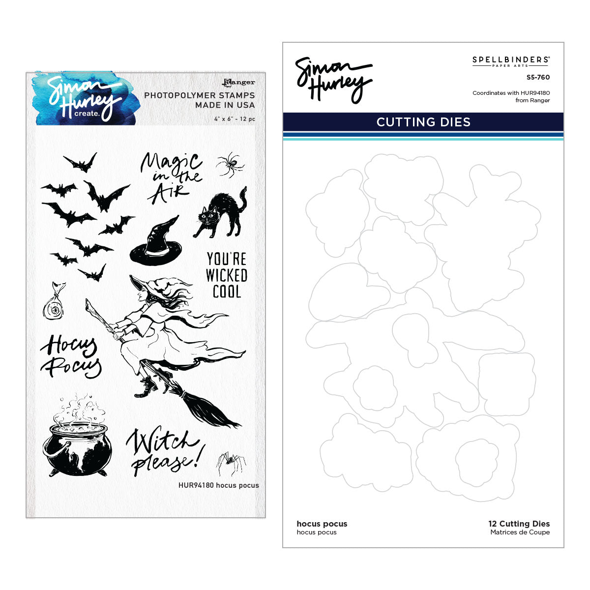 Ranger Simon Hurley Hocus Pocus Clear Stamps And Dies Bundle