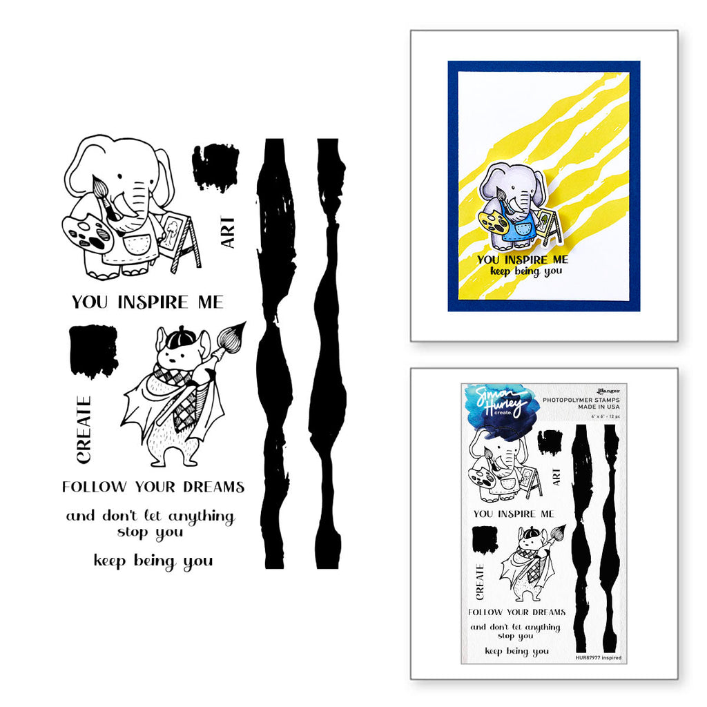 Ranger Simon Hurley Inspired Clear Stamps hur87977 Combo Image with Card