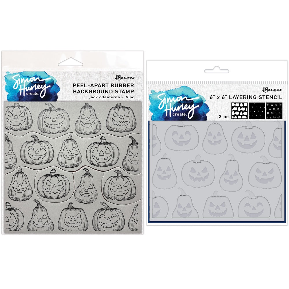 Ranger Simon Hurley Jack 'O Lanterns Cling Stamps And Stencils Bundle