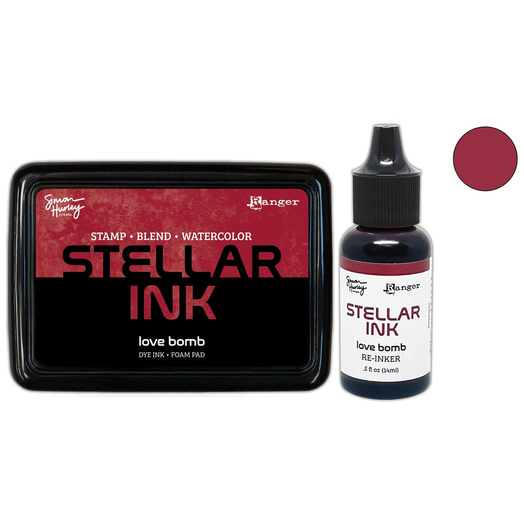 Ranger Simon Hurley Love Bomb Stellar Ink Pad And Reinker Bundle