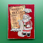 Ranger Simon Hurley Naughty Or Nice Clear Stamps And Dies Bundle Santa checked his list twice card