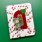 Ranger Simon Hurley Naughty Or Nice Clear Stamps hur93893 Believe in your Elf Candy Cane Card