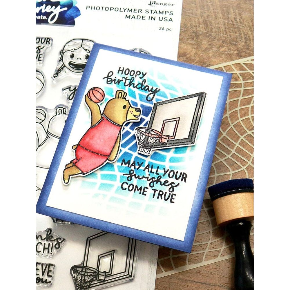 Ranger Simon Hurley Nothing But Net 6 x 6 Stencil hus75271 Happy Birthday Card