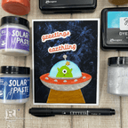 Ranger Simon Hurley Overzealous Dye Ink Pad And Reinker Bundle UFO Friendship Card | color-code:ALT01