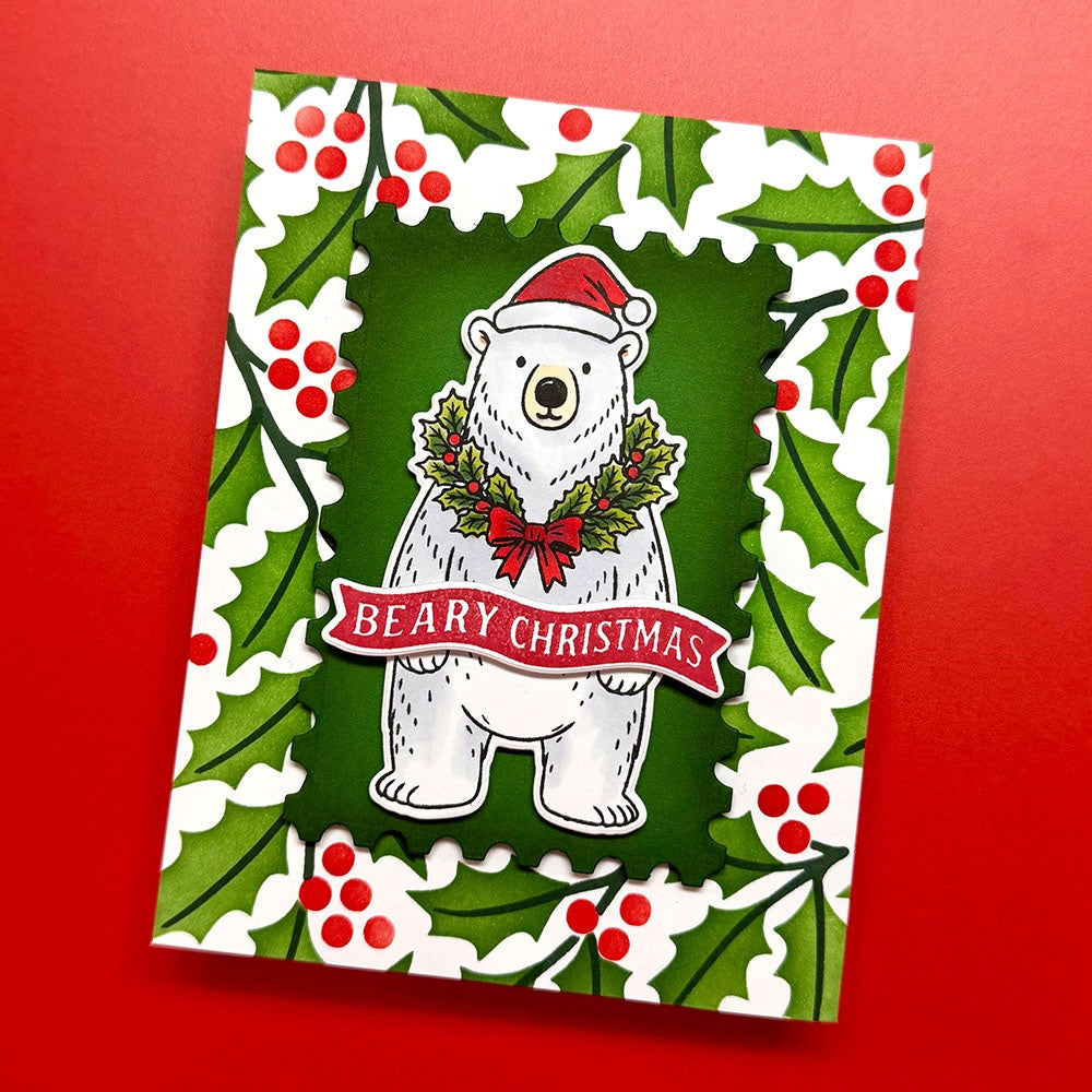 Ranger Simon Hurley Polar Friends Clear Stamps And Dies Bundle Beary Christmas Card