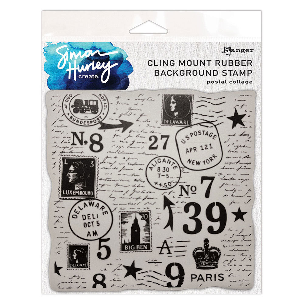 Ranger Simon Hurley Postal Collage Background Cling Stamp hur93565