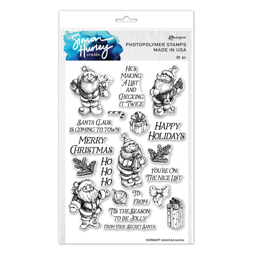 Ranger Simon Hurley Sketched Santas Clear Stamps hur86697