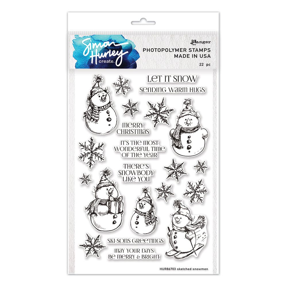 Ranger Simon Hurley Sketched Snowmen Clear Stamps hur86703
