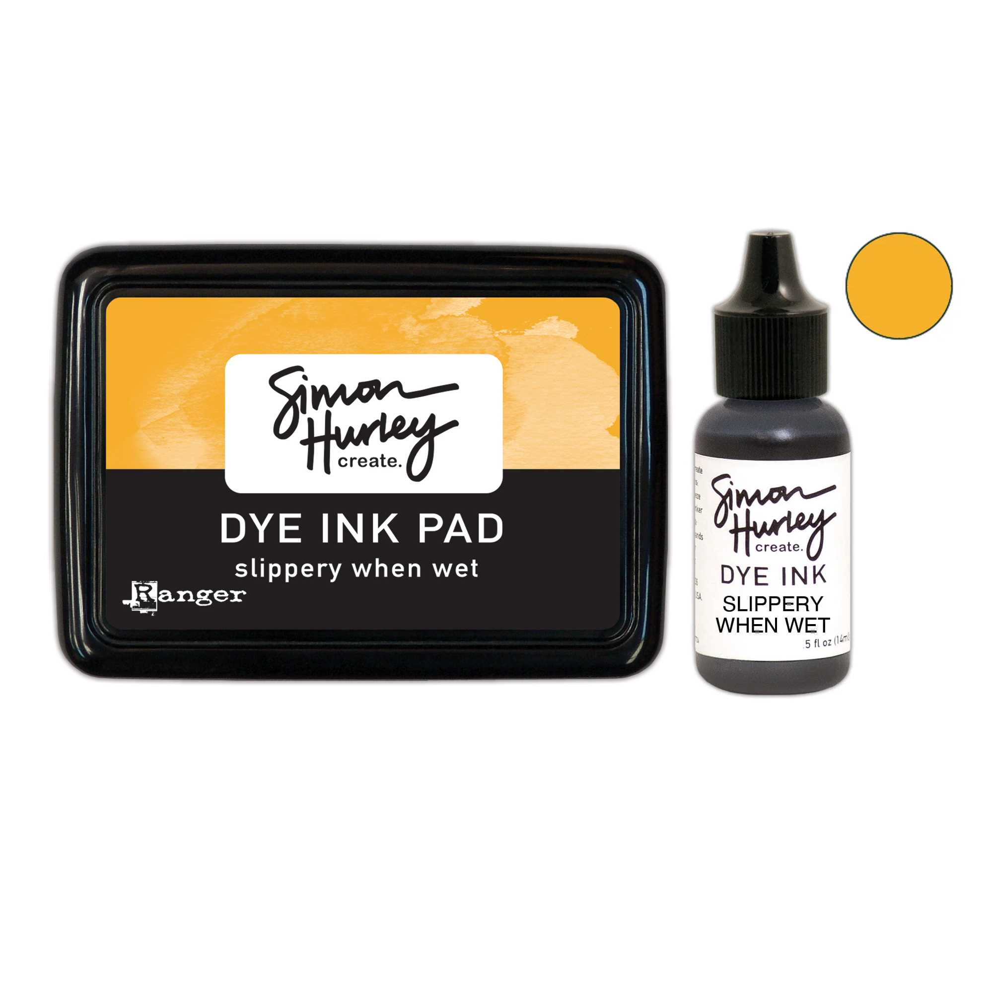 Ranger Simon Hurley Slippery When Wet Dye Ink Pad And Reinker Bundle
