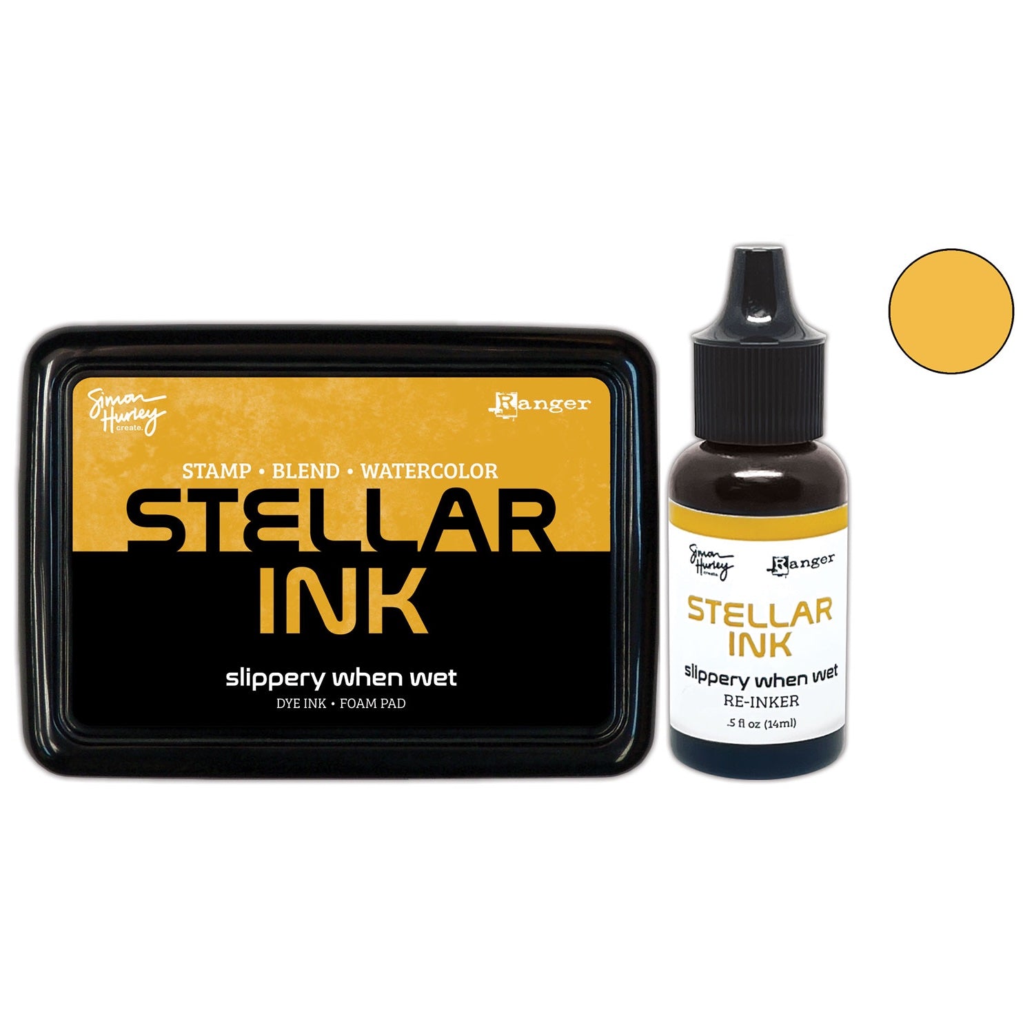 Ranger Simon Hurley Slippery When Wet Stellar Ink Pad And Reinker Bundle