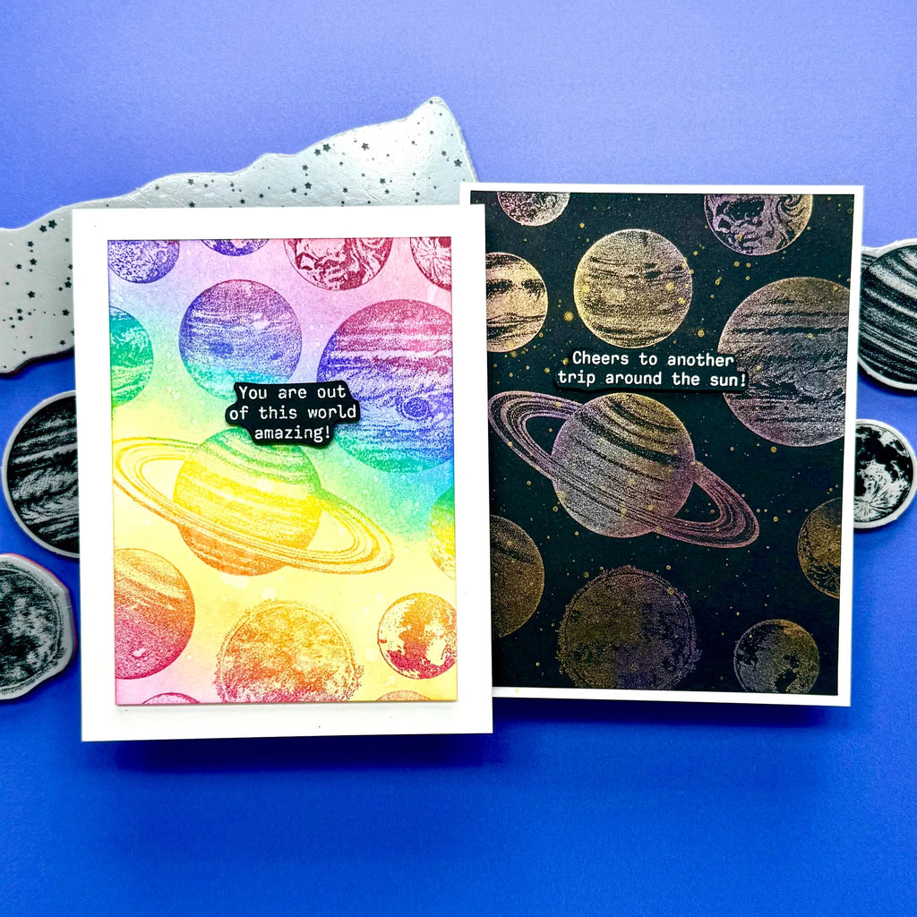 Ranger Simon Hurley Space Friends Clear Stamps hur88769 Galaxy Cards