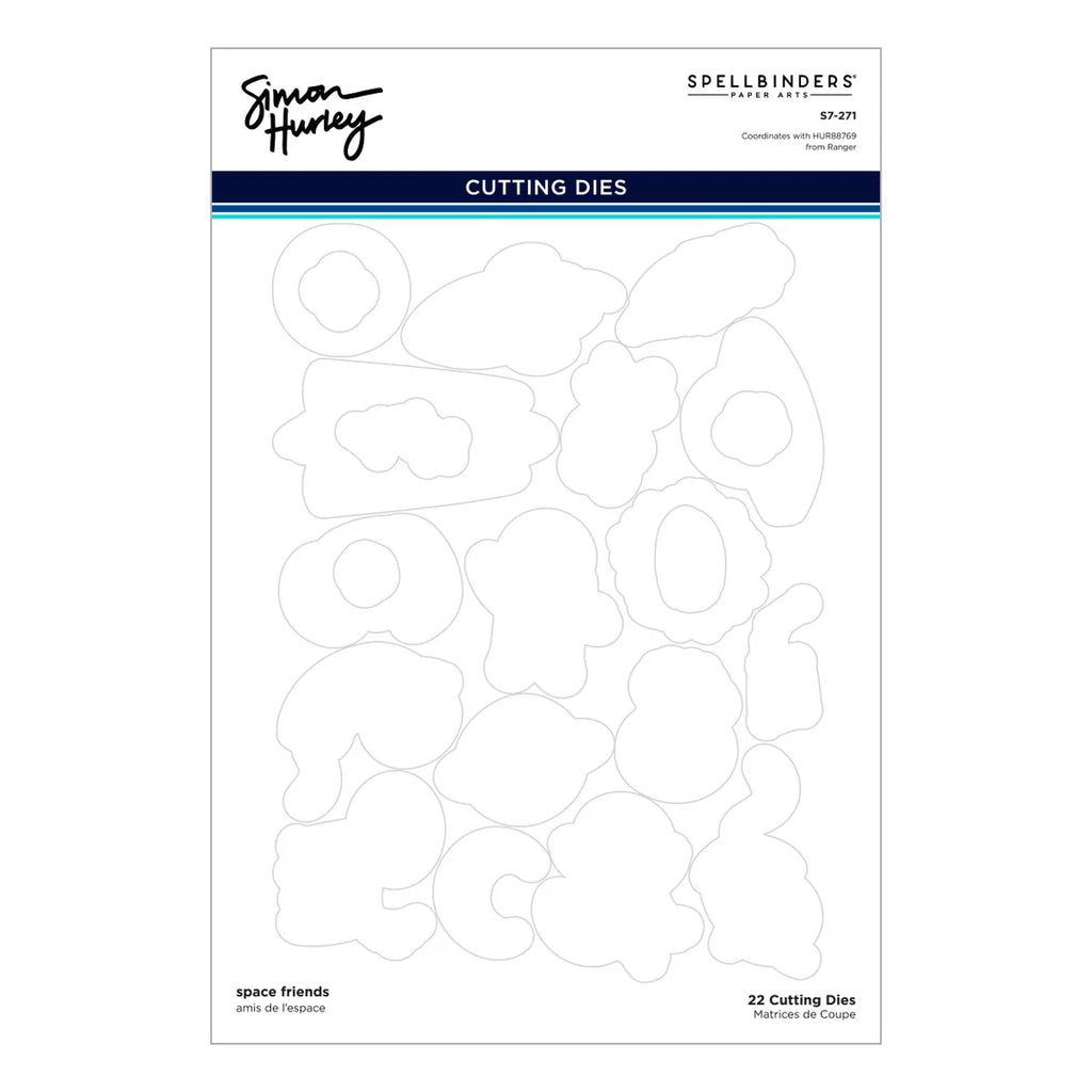 Ranger Simon Hurley Space Friends Stamps And Dies Bundle S7-271 packaging and outlines