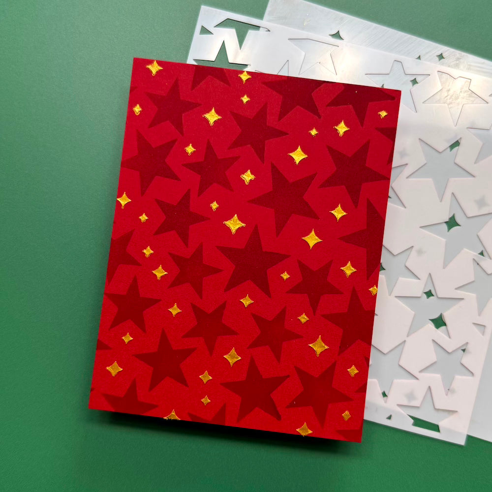 Ranger Simon Hurley Sparkling Stars 6 x 6 Stencils hus92001 Holiday Background