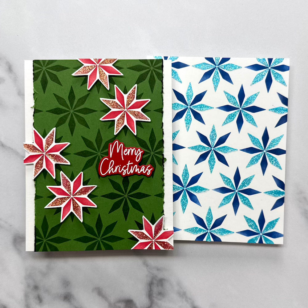 Ranger Simon Hurley Spiral Stars 6 x 6 Stencils hus86710 Merry Christmas Poinsettias Cards
