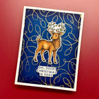 Ranger Simon Hurley Tangled Lights Cling Stamp hur93916 Oh deer Christmas is here card