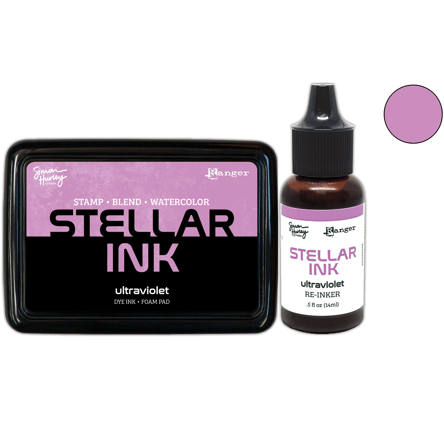 Ranger Simon Hurley Ultraviolet Stellar Ink Pad And Reinker Bundle