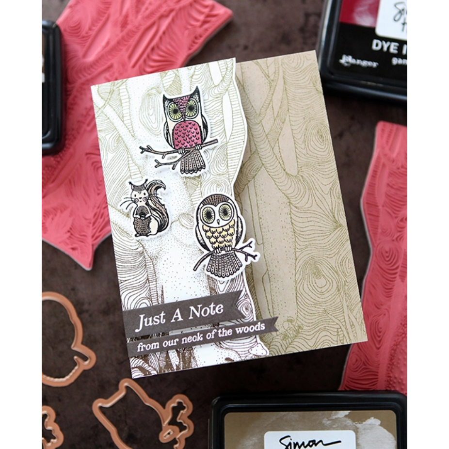 Ranger Simon Hurley Whimsical Woods Cling Stamps hur87960 Fancy Fold Card | color-code:ALT01