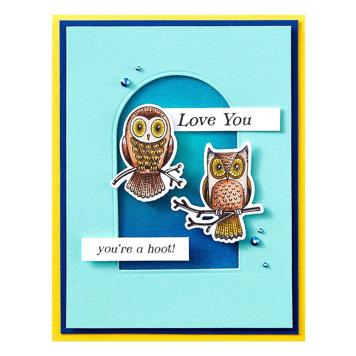 Ranger Simon Hurley Woodland Wildlife Clear Stamps And Dies Bundle Card Sample Love You You're A Hoot