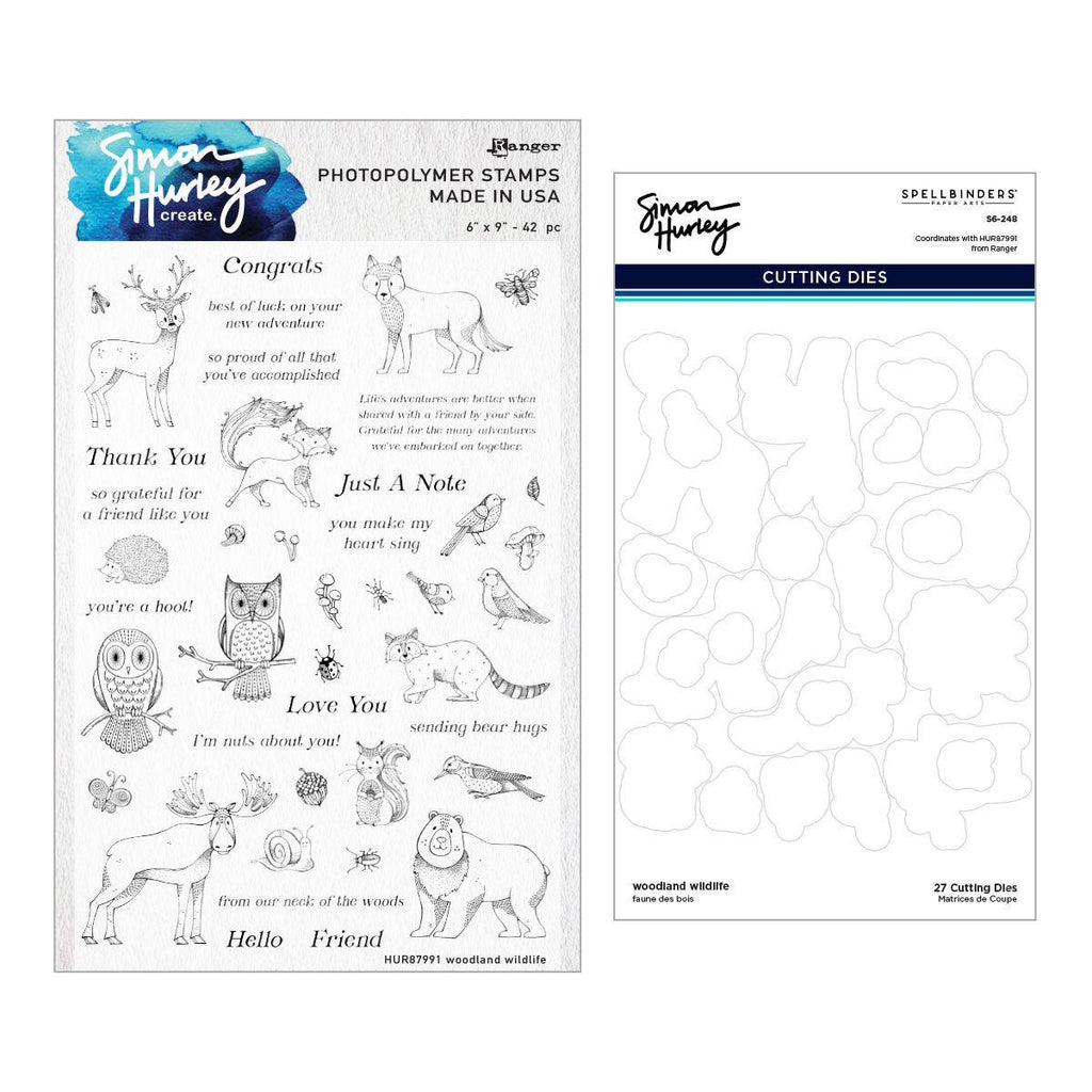 Ranger Simon Hurley Woodland Wildlife Clear Stamps And Dies Bundle in Packs