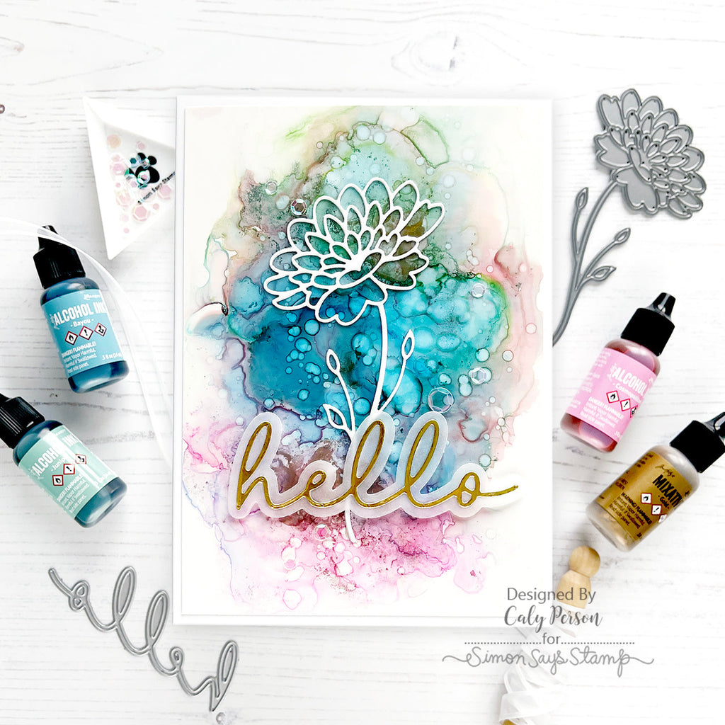 Tim Holtz Alcohol Ink Juniper Ranger tal86086 Floral Hello Card | color-code:ALT04