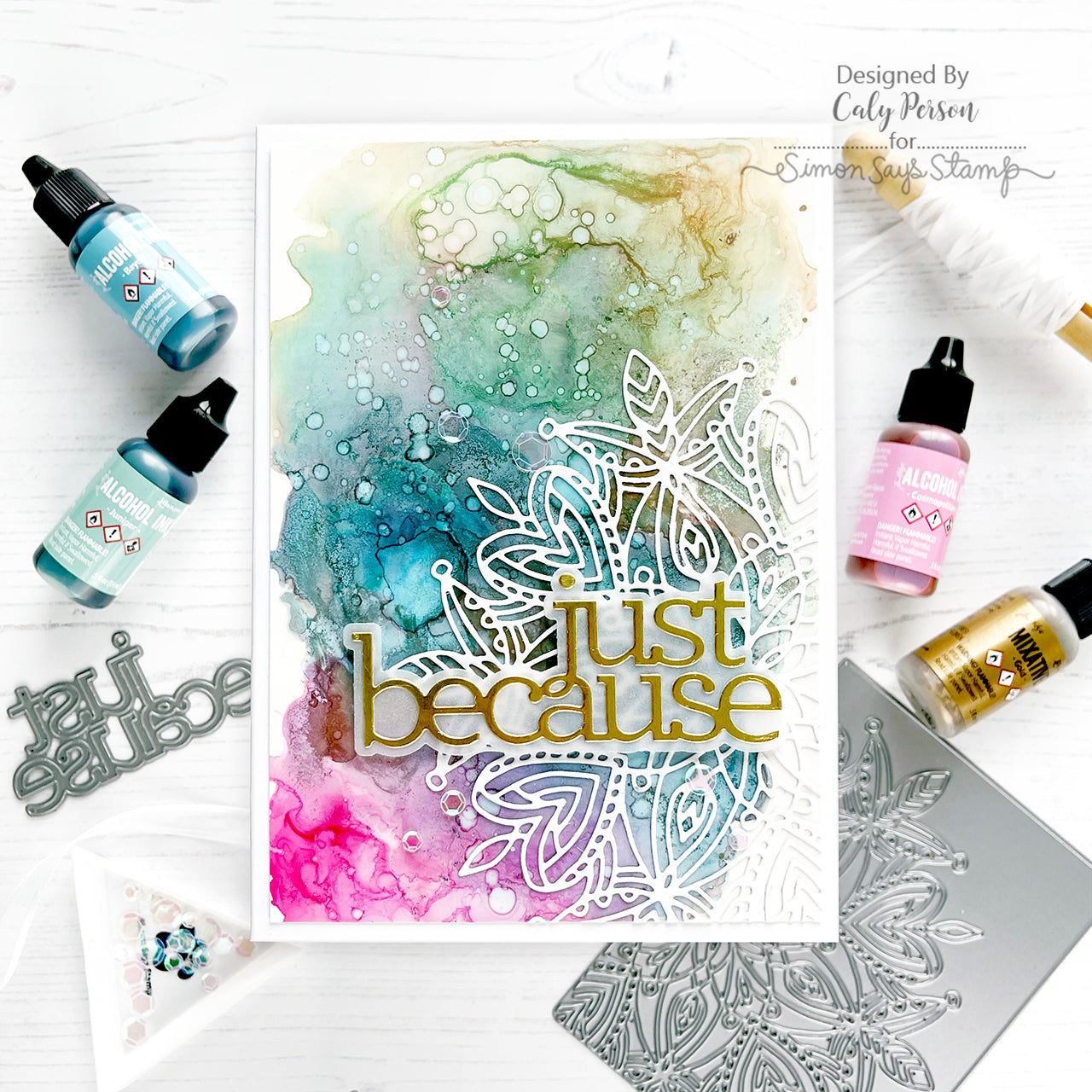 Tim Holtz Alcohol Ink Juniper Ranger tal86086 Bright Just Because Card | color-code:ALT06