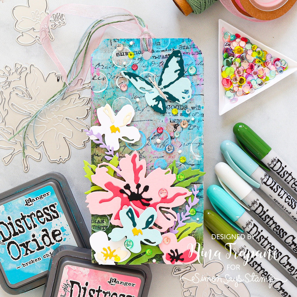 Ranger Tim Holtz Distress Crayon Picket Fence TDB49692 Butterfly Tag Project | color-code:ALT09