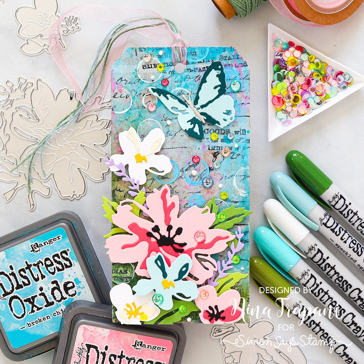 Ranger Tim Holtz Distress Crayon Rustic Wilderness tdb76421 Butterfly Tag Project | color-code:ALT05