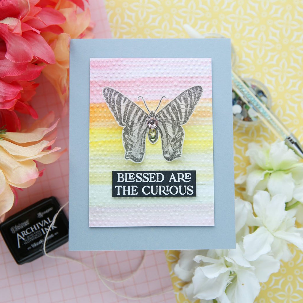 Ranger Tim Holtz Distress Crayon Stormy Sky TDB52036 Colorful Butterfly Card | color-code:ALT02