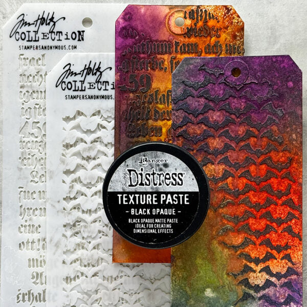 Ranger Tim Holtz Distress Texture Paste Sparkle And Black Opaque Bundle Texture Tutorials | color-code:ALT05